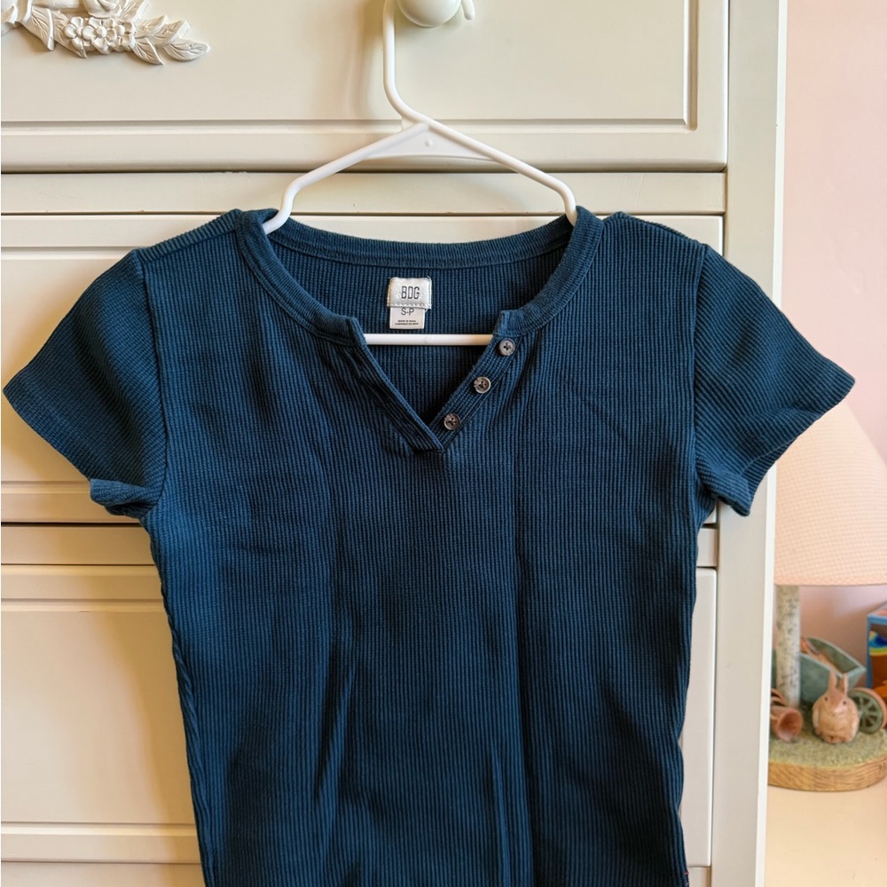BDG Deep Teal Ribbed Knit Top